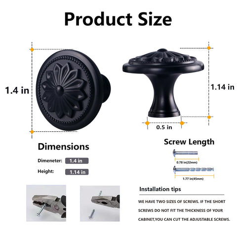 Xlroaafs 36mm round cabinet knob in zinc alloy with durable black matte finish.