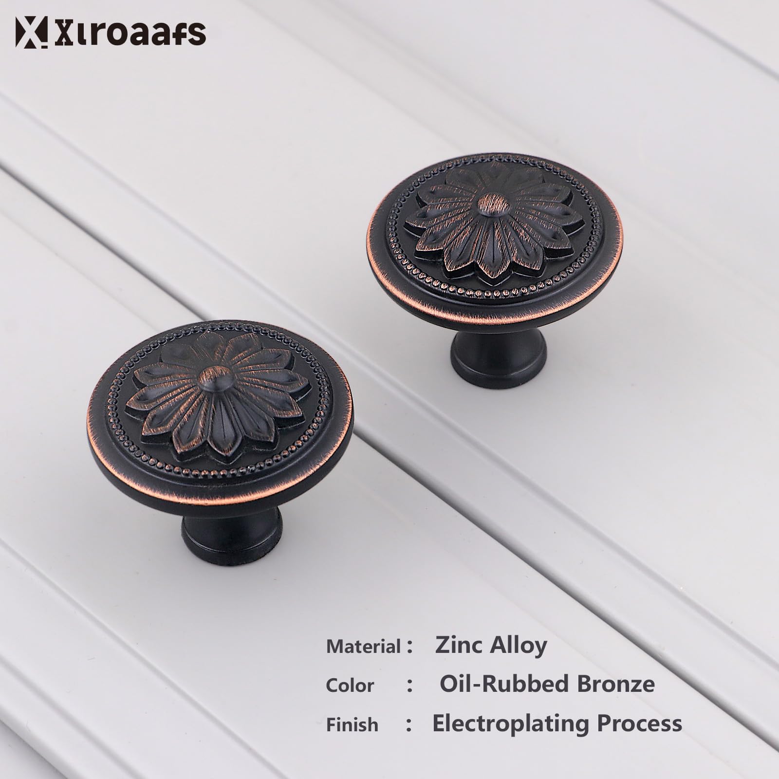 Xlroaafs bronze knob with easy install hardware for quick updates.