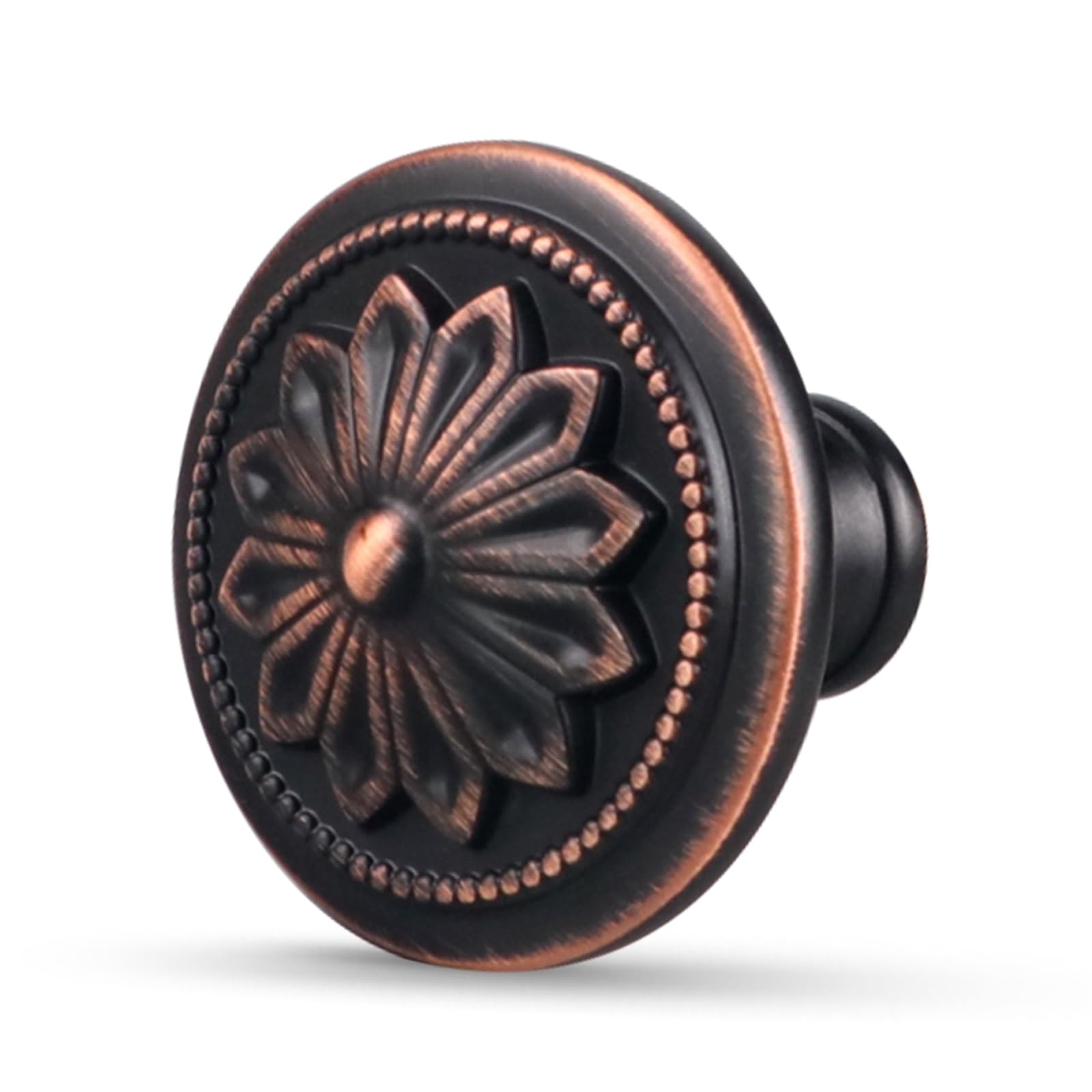 Xlroaafs oil rubbed bronze kitchen knob with floral design enhances cabinet elegance.