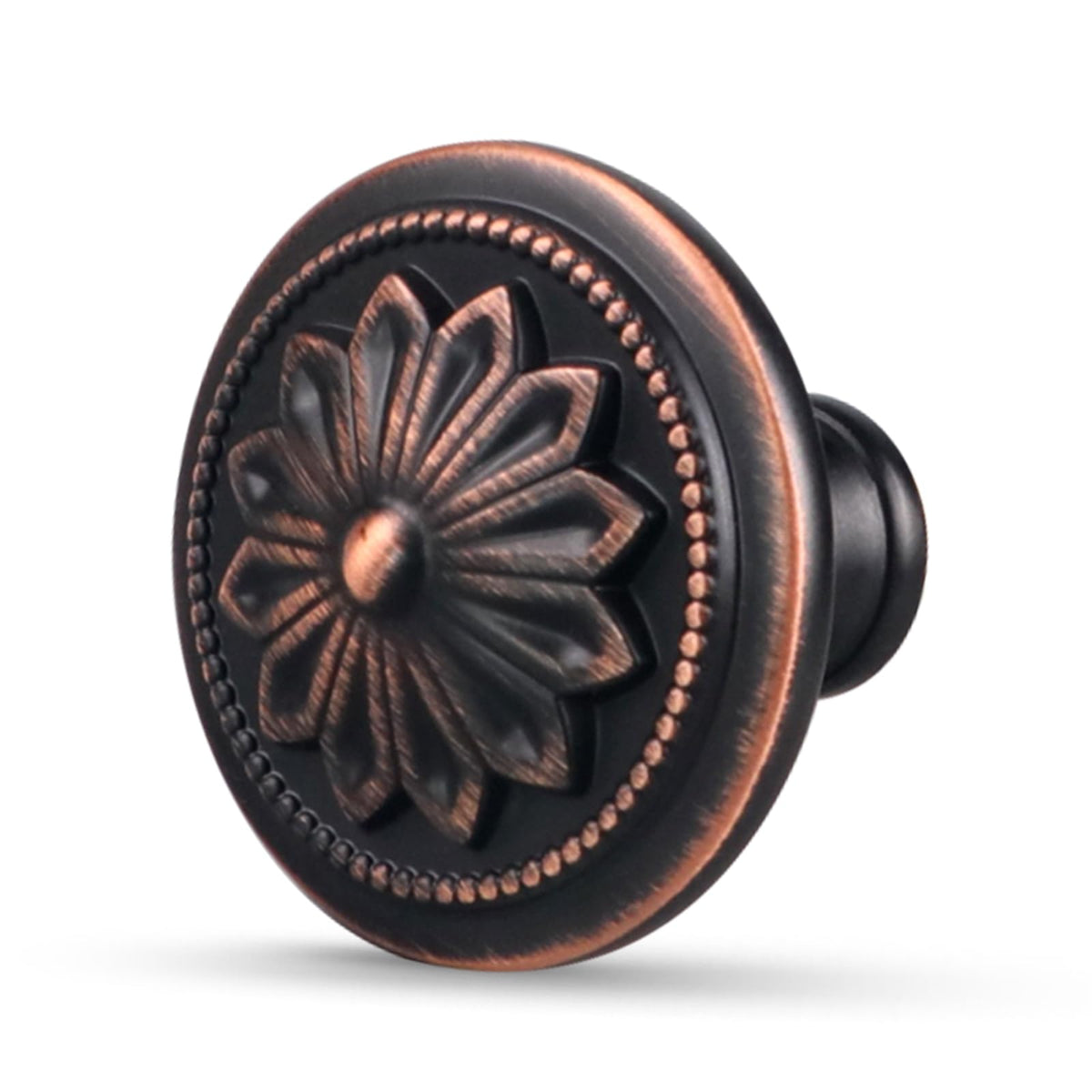 Xlroaafs oil rubbed bronze kitchen knob with floral design enhances cabinet elegance.