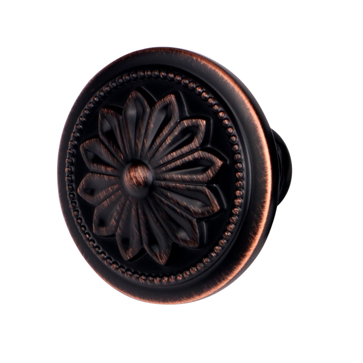 Xlroaafs oil rubbed bronze knob with flower design enhances cabinetry aesthetics.
