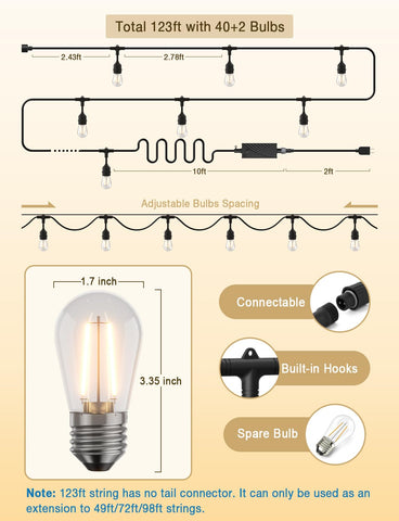 XMCOSY+ extendable string lights cover larger spaces with one adapter.
