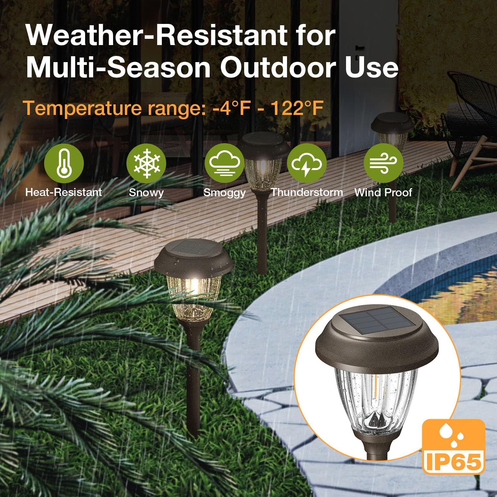 XMCOSY+ ground-stake assembly for easy, tool-free installation along walkways
