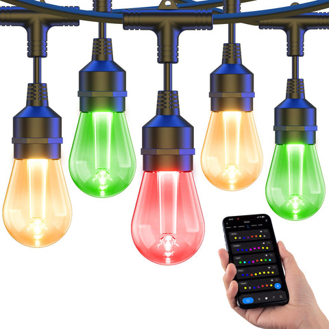 XMCOSY+ outdoor string lights with RGBCWIC colors for patio ambiance