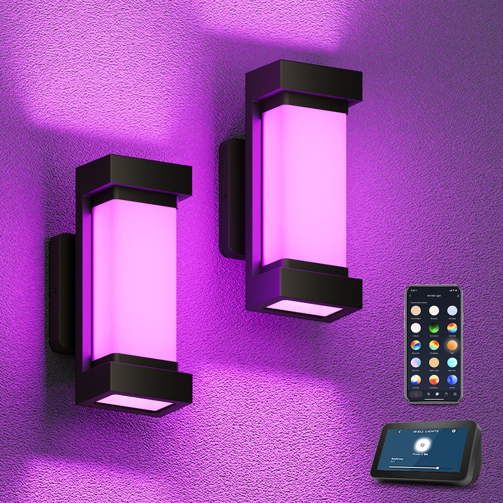 XMCOSY+ 2100lm outdoor wall light on porch provides bright nighttime visibility
