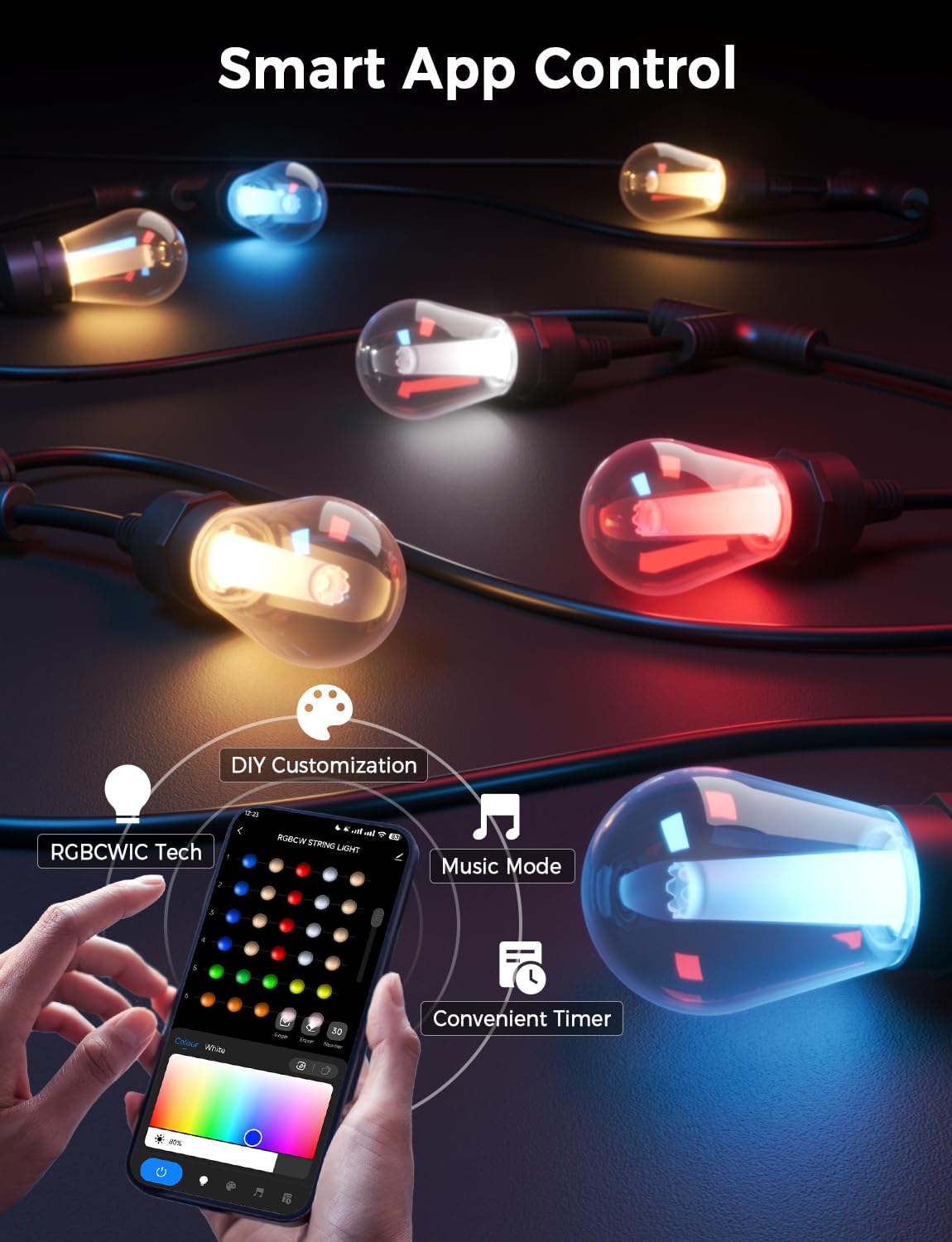 XMCOSY+ RGB/CWIC bulbs offer millions of color options for mood lighting