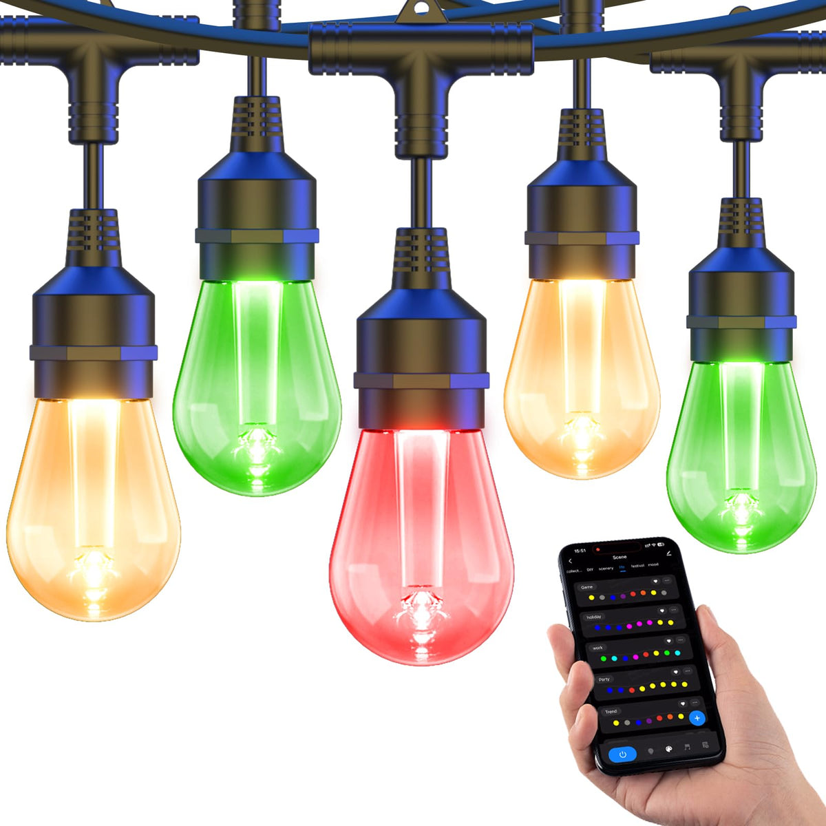 XMCOSY+ smart outdoor string lights setup for inviting patio ambiance