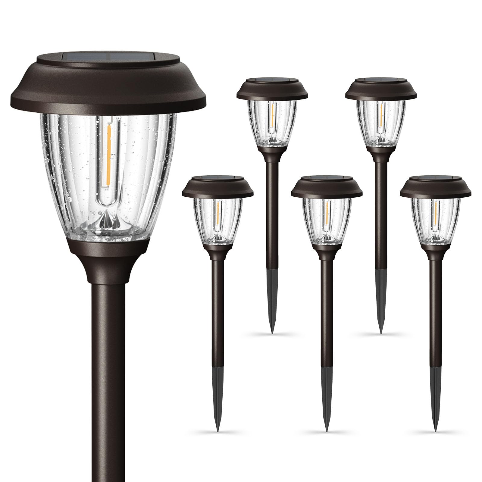 XMCOSY+ solar pathway light with bronze stainless frame and glass for stylish outdoor illumination