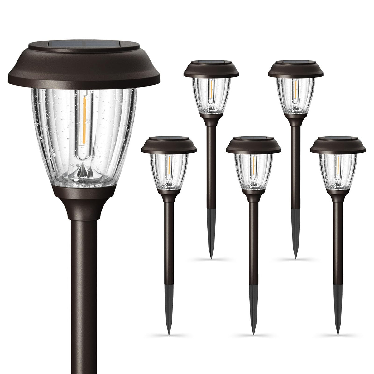 XMCOSY+ solar pathway light with bronze stainless frame and glass for stylish outdoor illumination