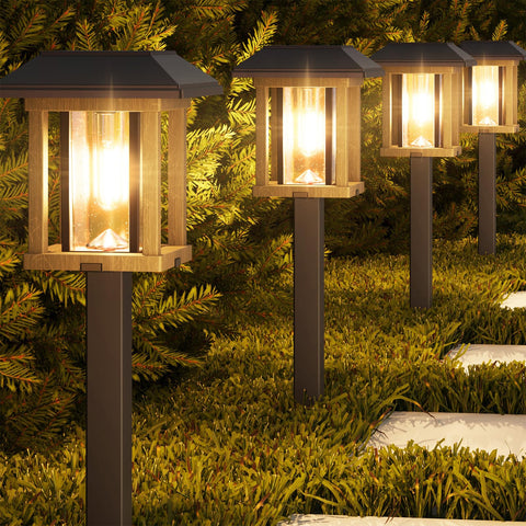 XMCOSY+ solar pathway light with seed glass for warm garden illumination
