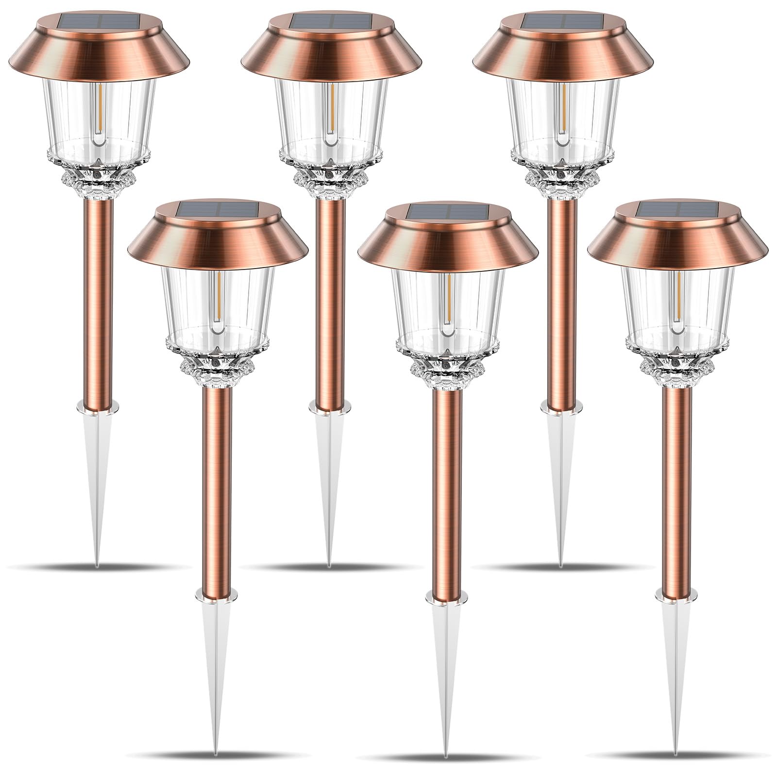 XMCOSY+ Solar Pathway Lights Pack illuminate walkways safely at night.