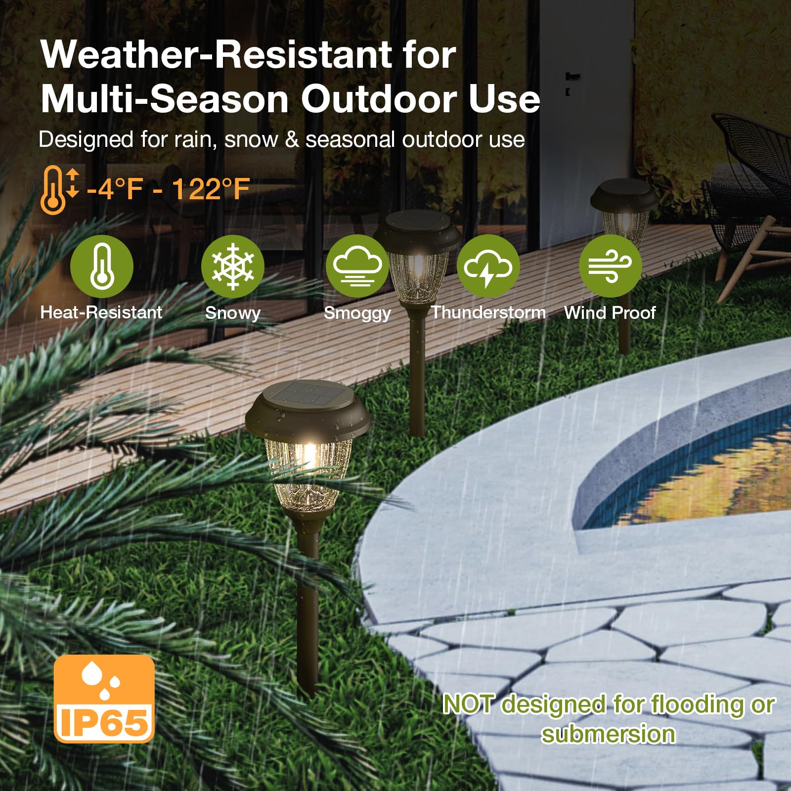 XMCOSY+ IP65 weatherproof solar light ready for all-weather outdoor use