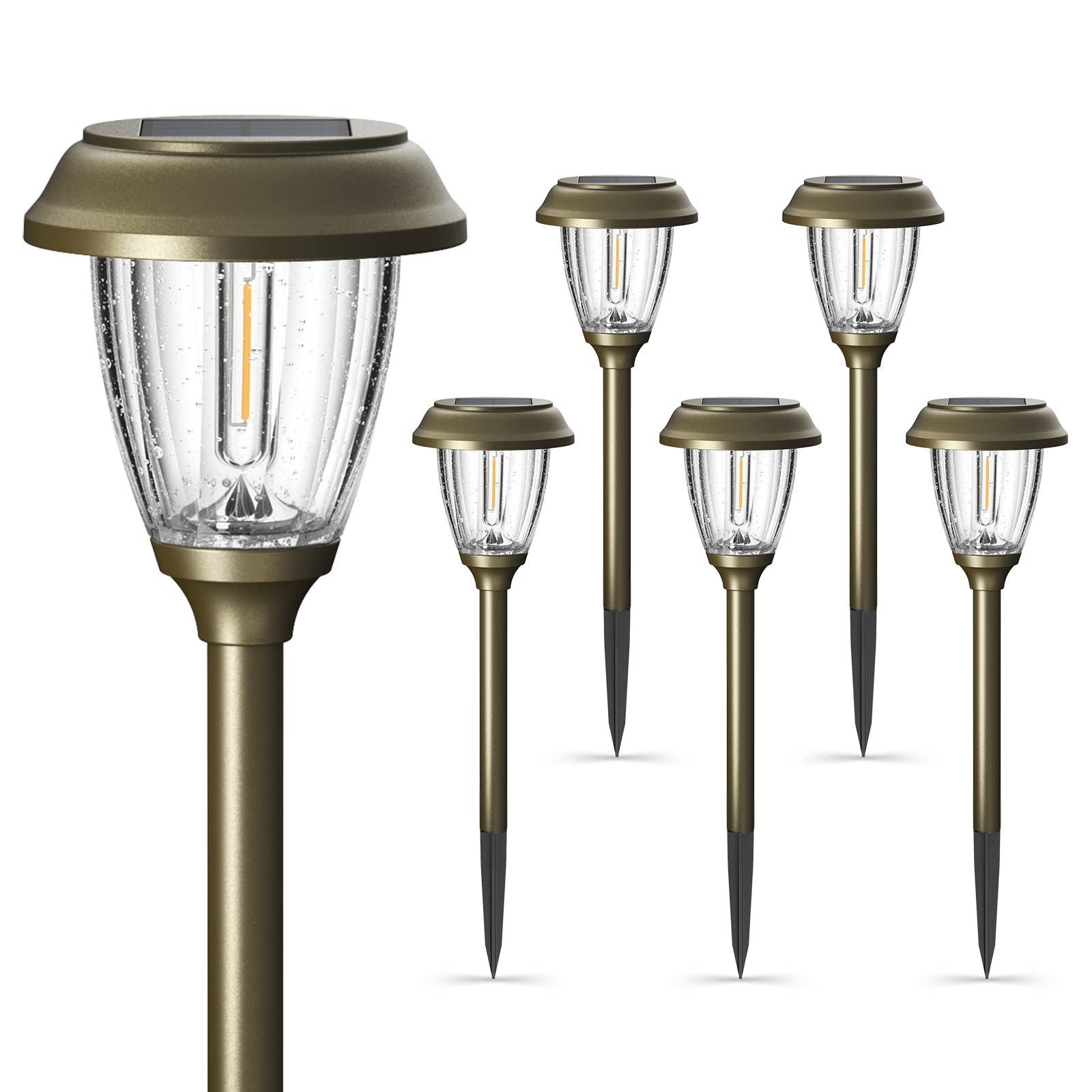 XMCOSY+ outdoor solar light with glass and metal finish for durable pathway lighting