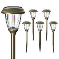XMCOSY+ outdoor solar light with glass and metal finish for durable pathway lighting