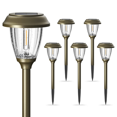 XMCOSY+ outdoor solar light with glass and metal finish for durable pathway lighting