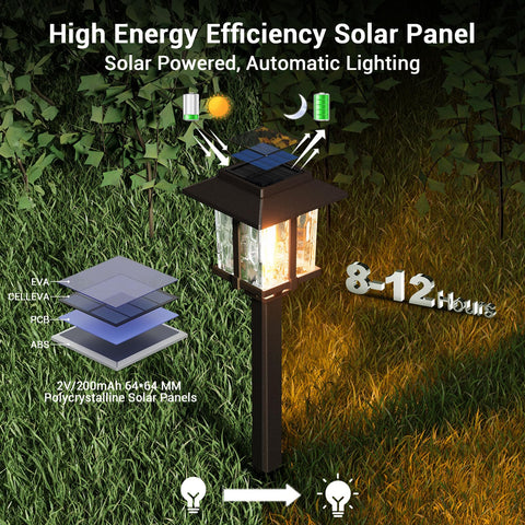 XMCOSY+ bronze-wood pathway light near the driveway enhances dusk safety.