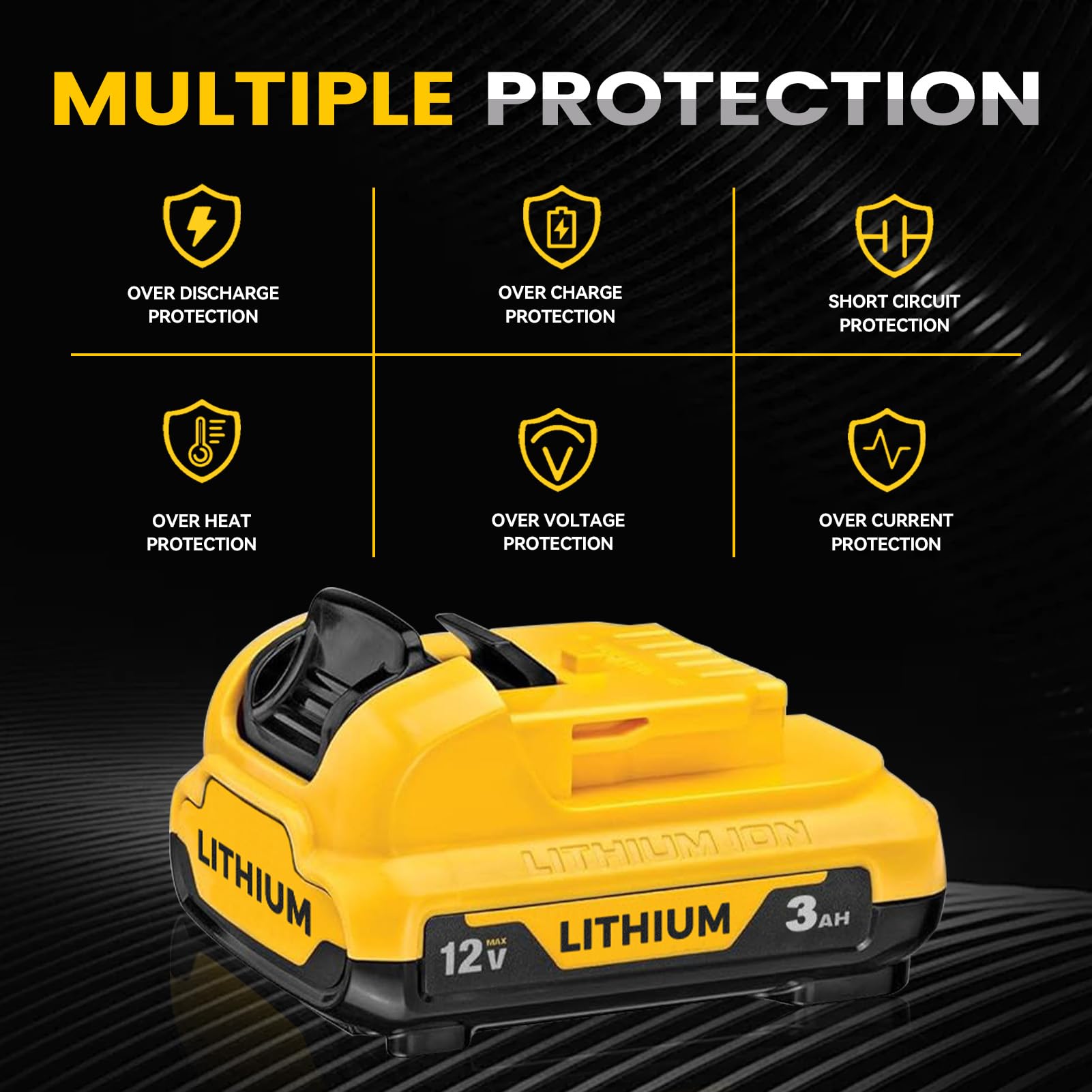 Xmenany 12V battery 3000mAh capacity label emphasizes extended runtime potential