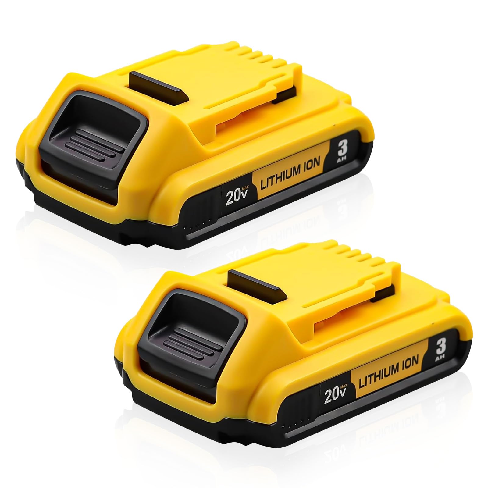 Xmenany DCB201 3.0Ah battery top view, lightweight 20V max for versatile tool use