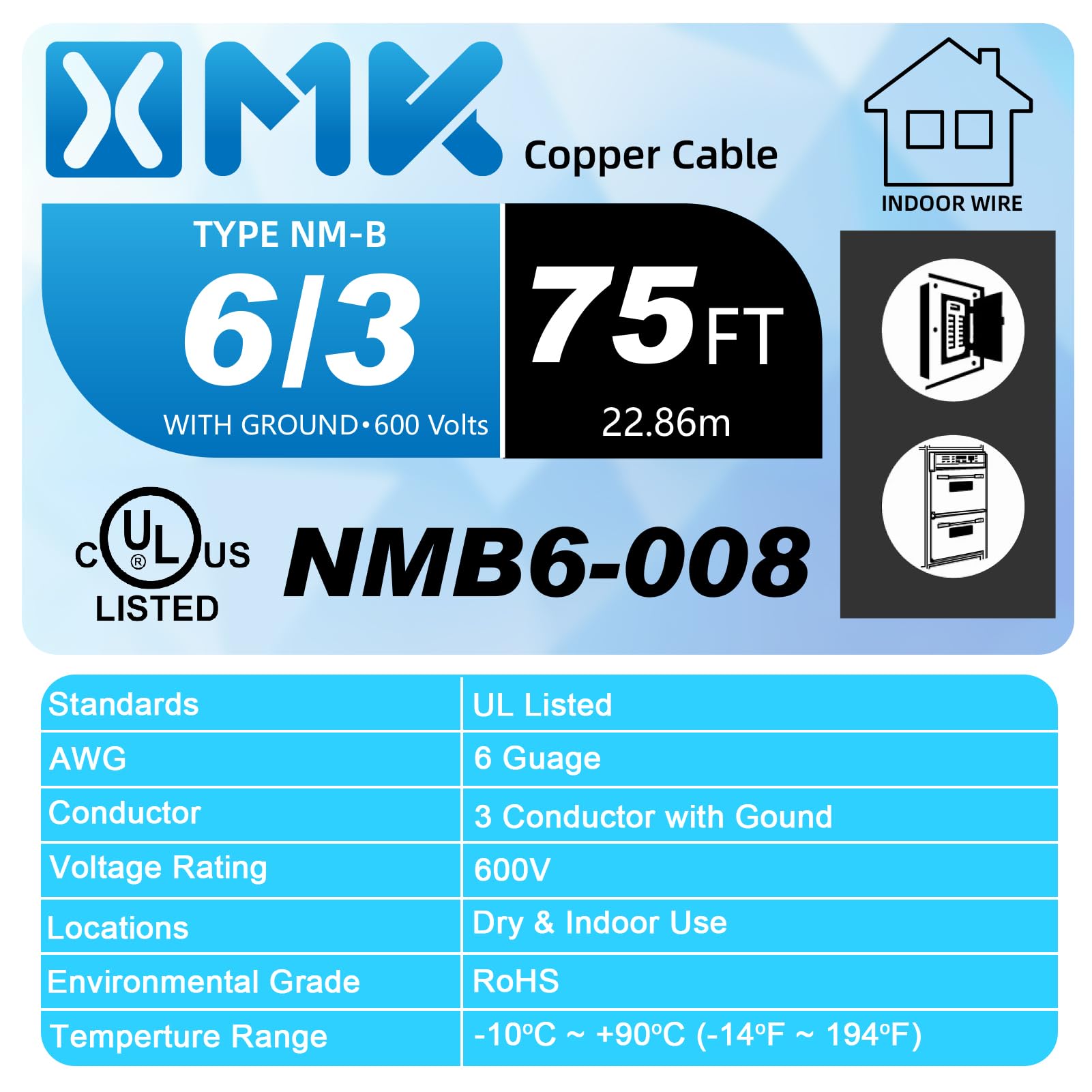 XMK 6 AWG copper conductors for sturdy electrical runs