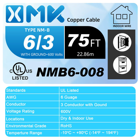 XMK 6 AWG copper conductors for sturdy electrical runs