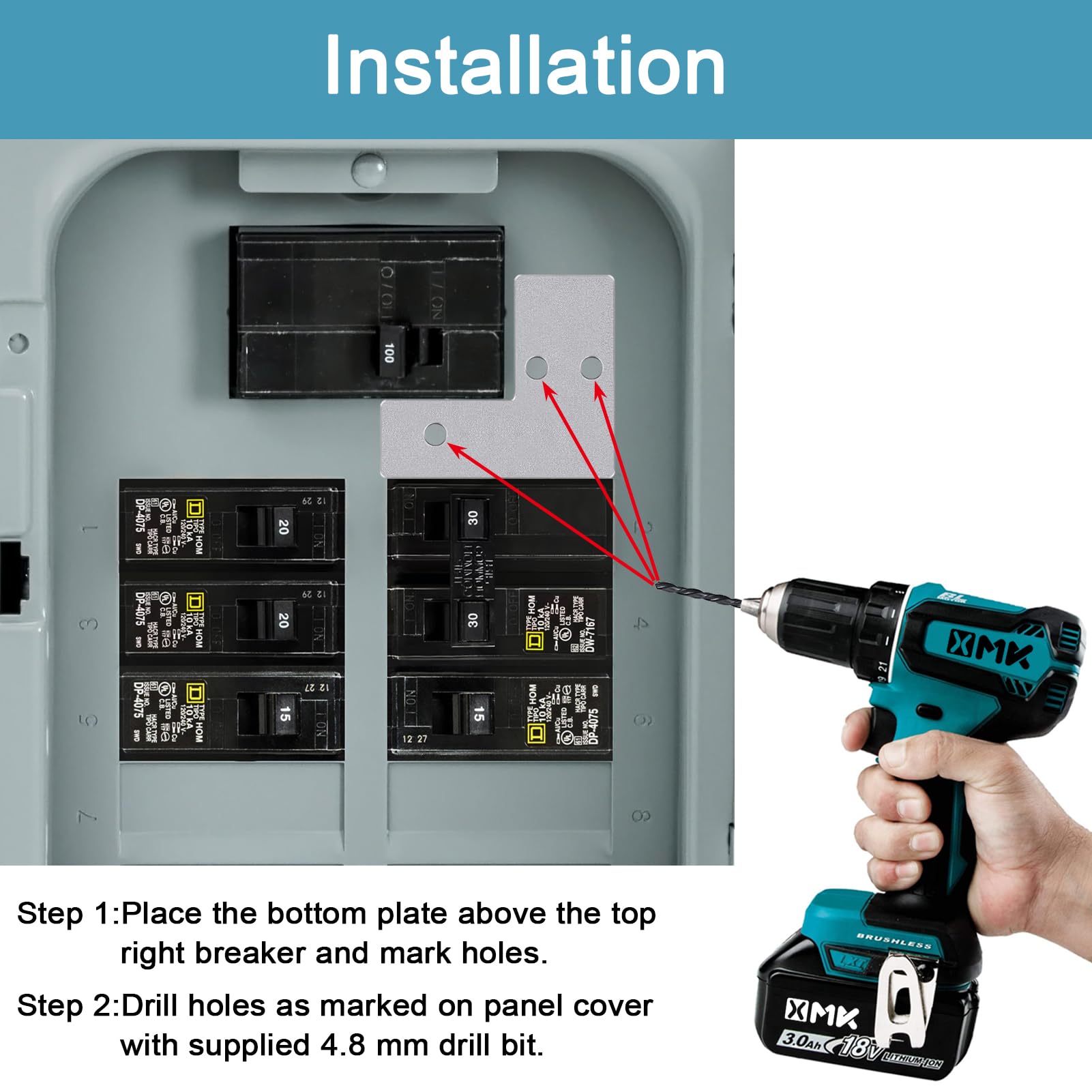 XMK drill bit helps precise installation for proper alignment.