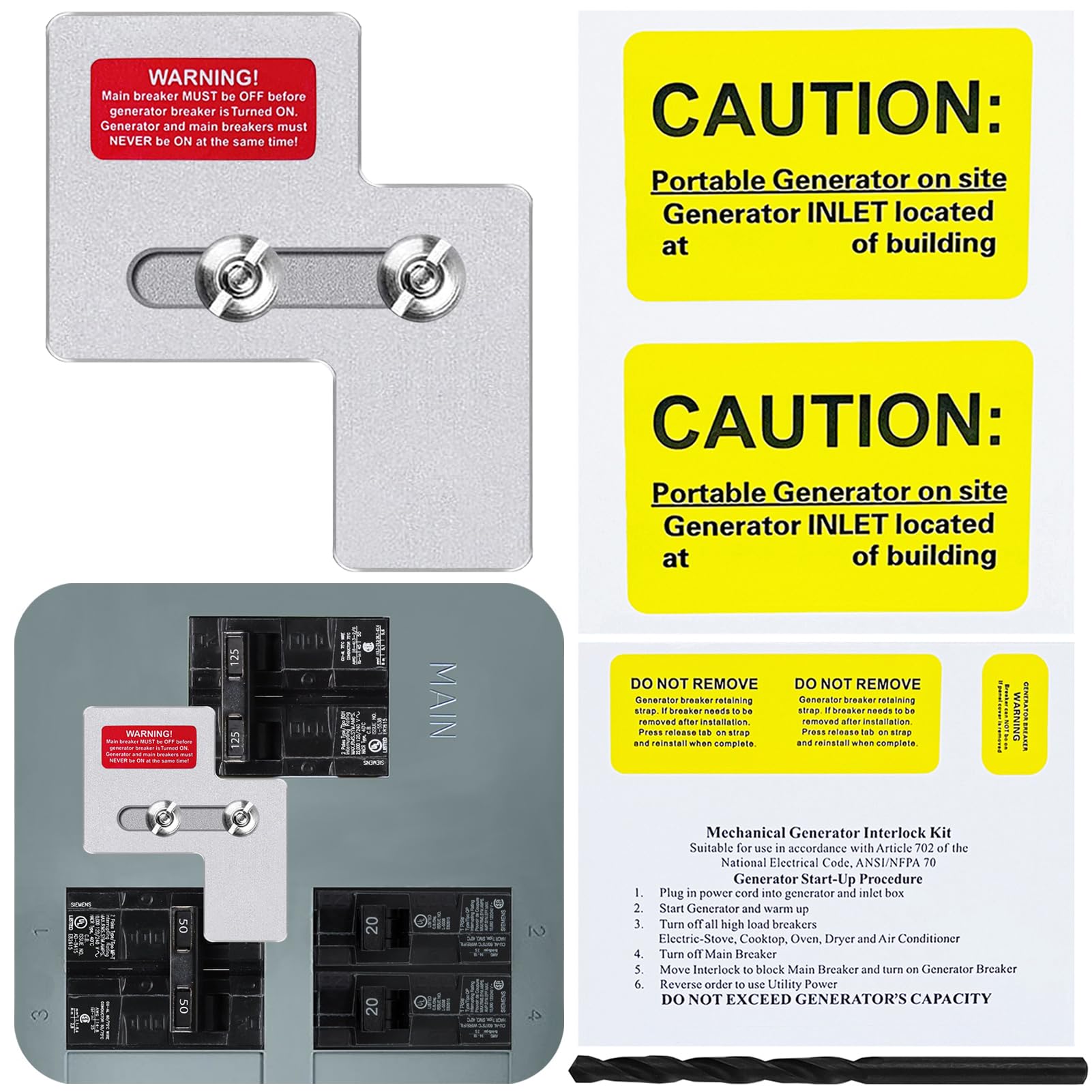 XMK generator interlock kit interlocking plate for safe power transfer