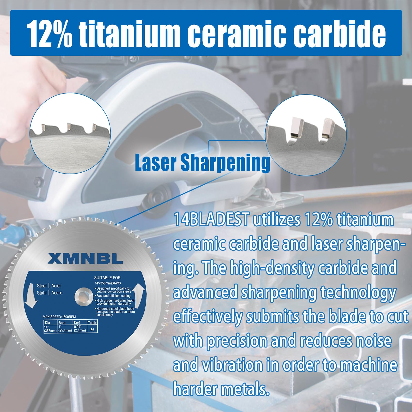Xmnbl 1-inch mandrel size fits standard low RPM saws
