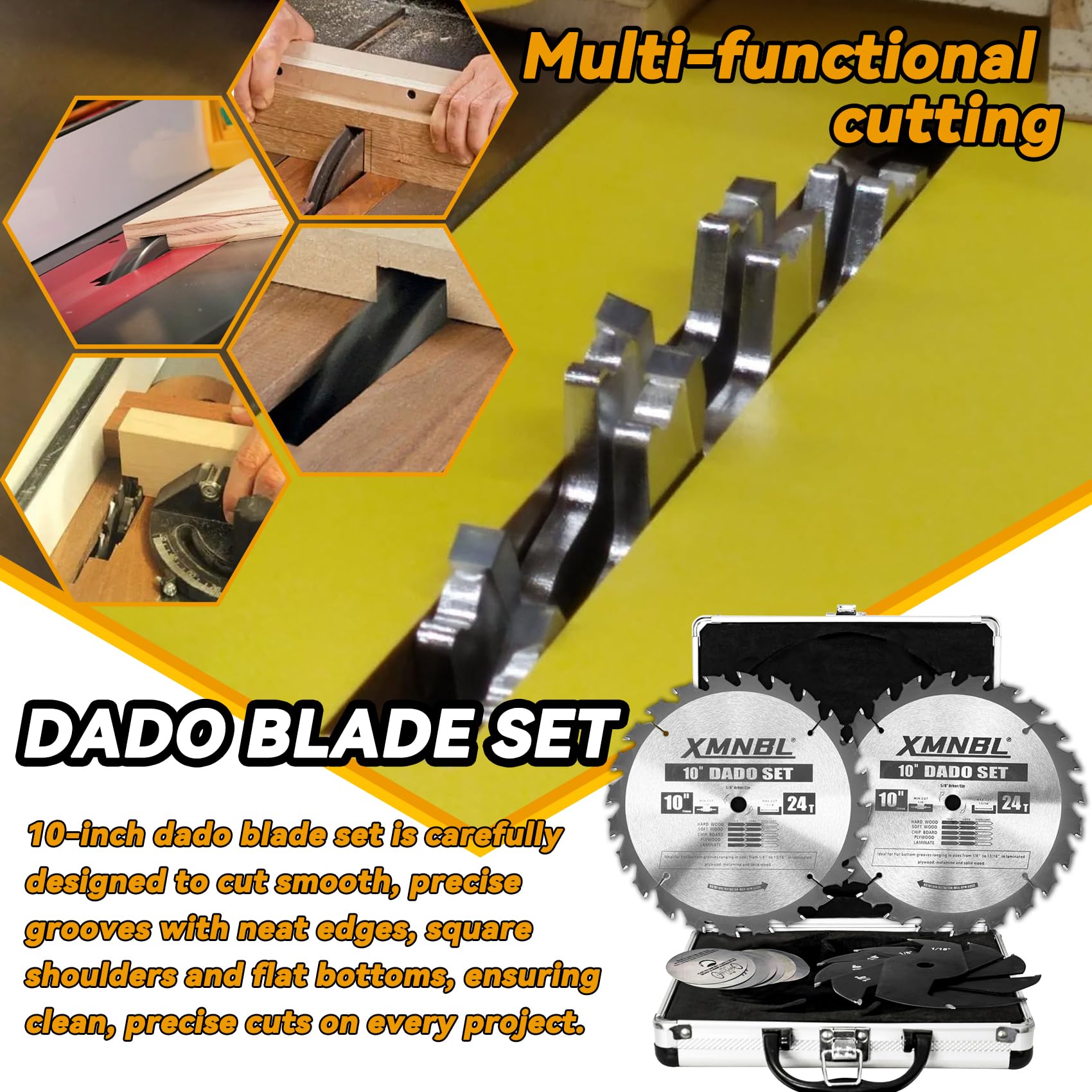 Xmnbl dado blades spacers aiding fine-tuning for accurate groove widths