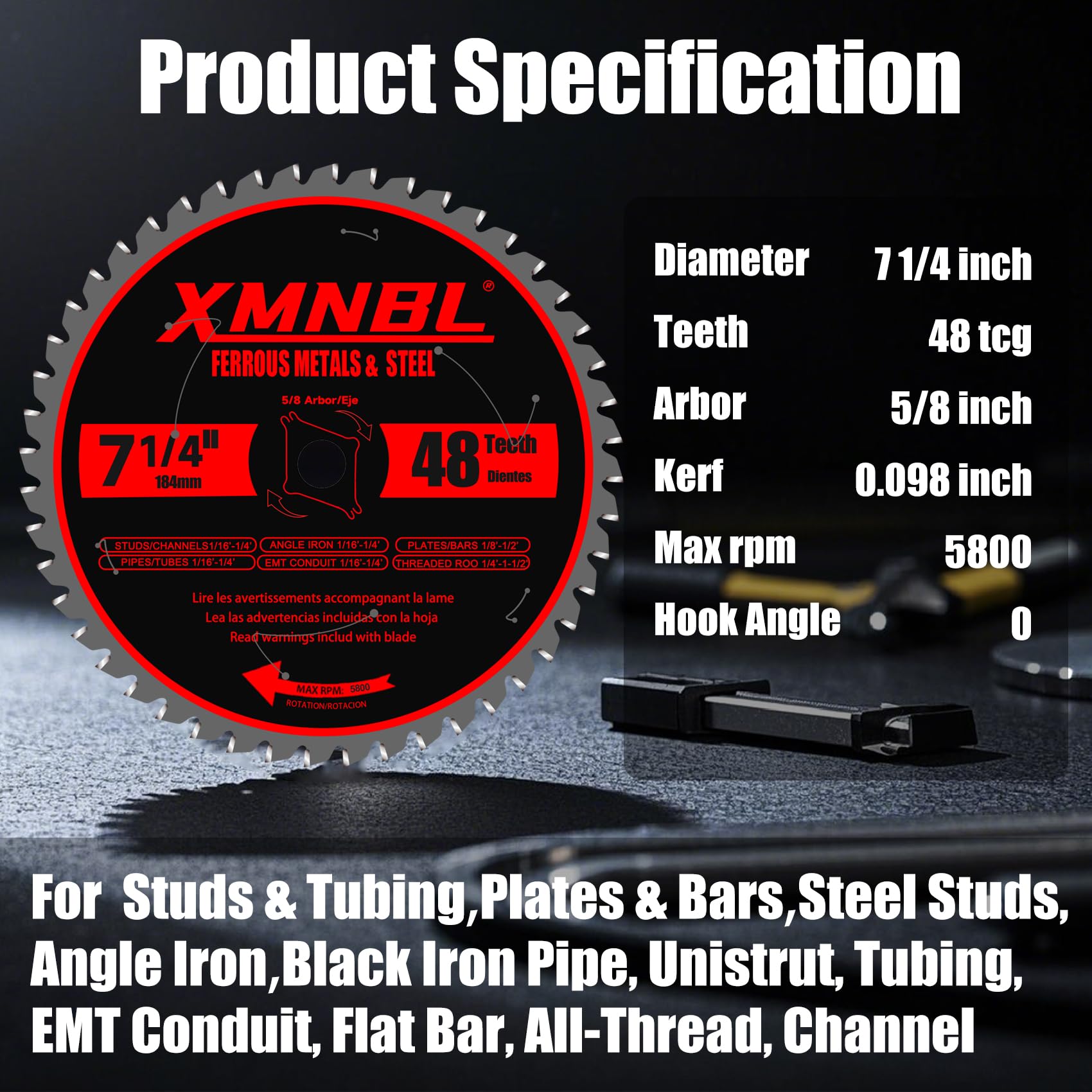 Xmnbl blade in action cutting metal for clean, accurate results.