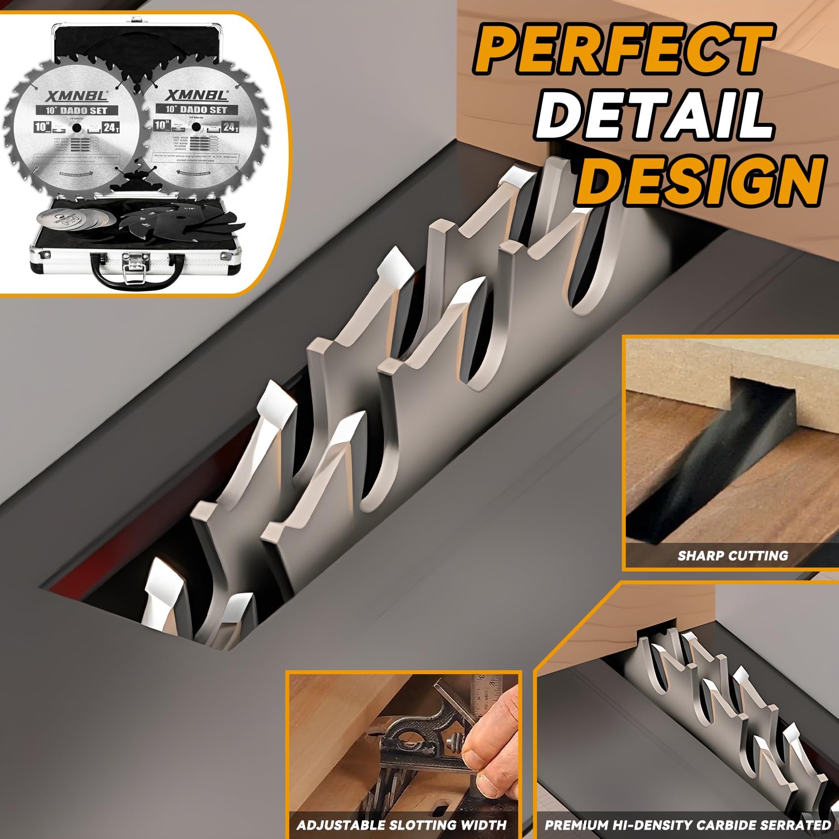 Xmnbl TiCo carbide dado blades offering durable cuts with reduced heat
