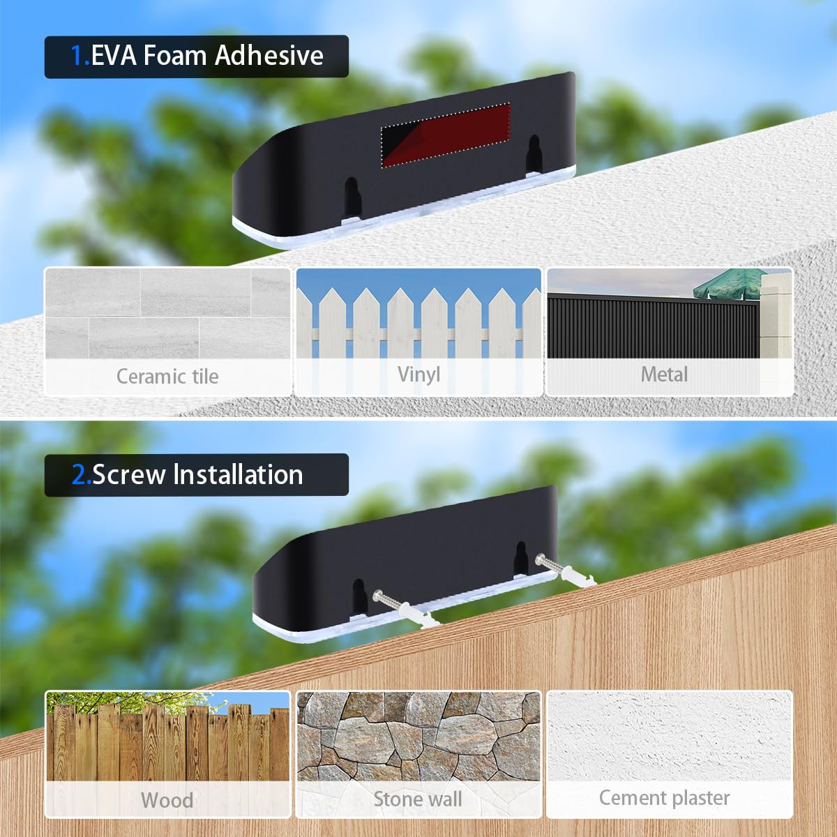 XmnSoly easy installation on walls, fences, or posts