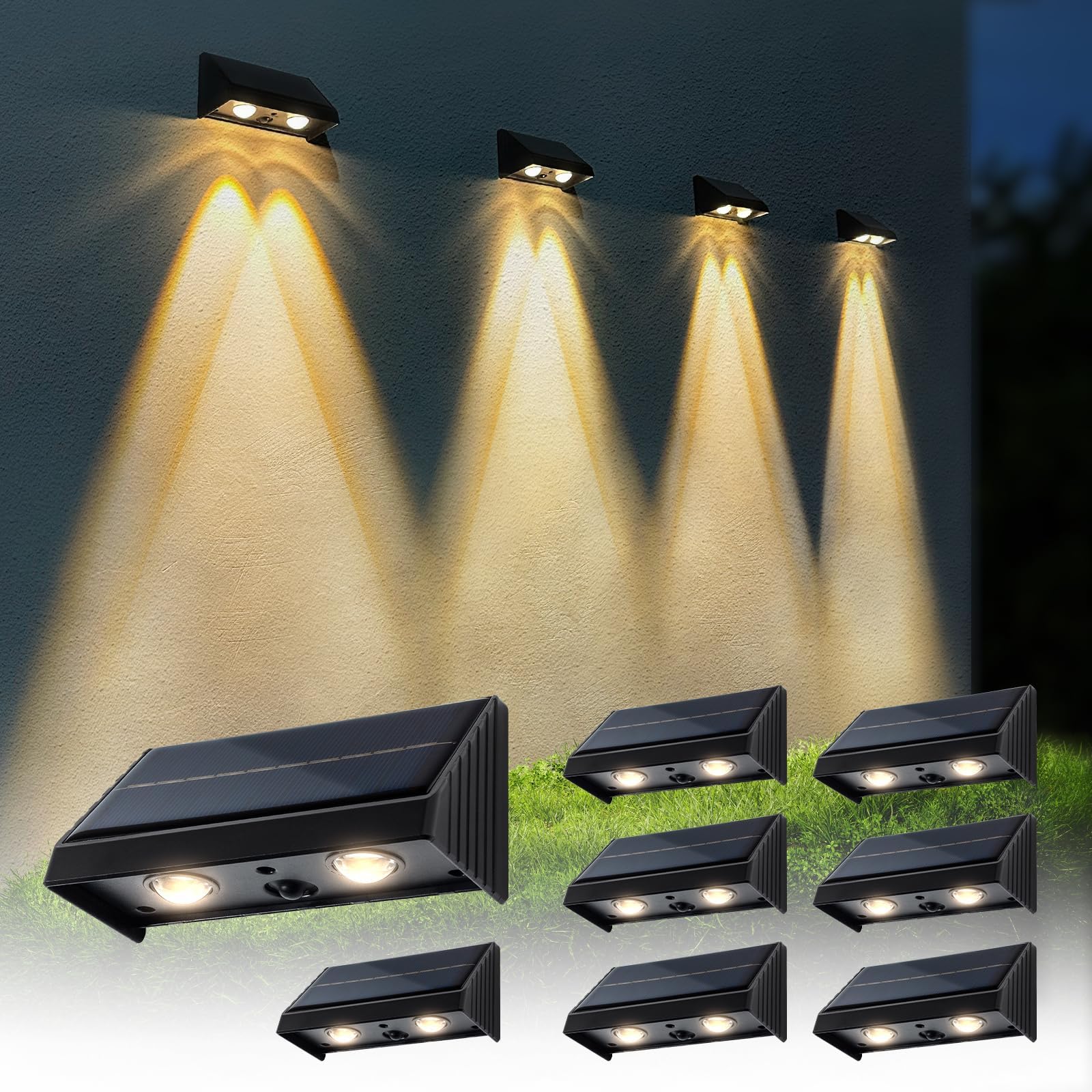 XmnSoly solar lights with convex lens deliver bright, focused illumination for pathways.