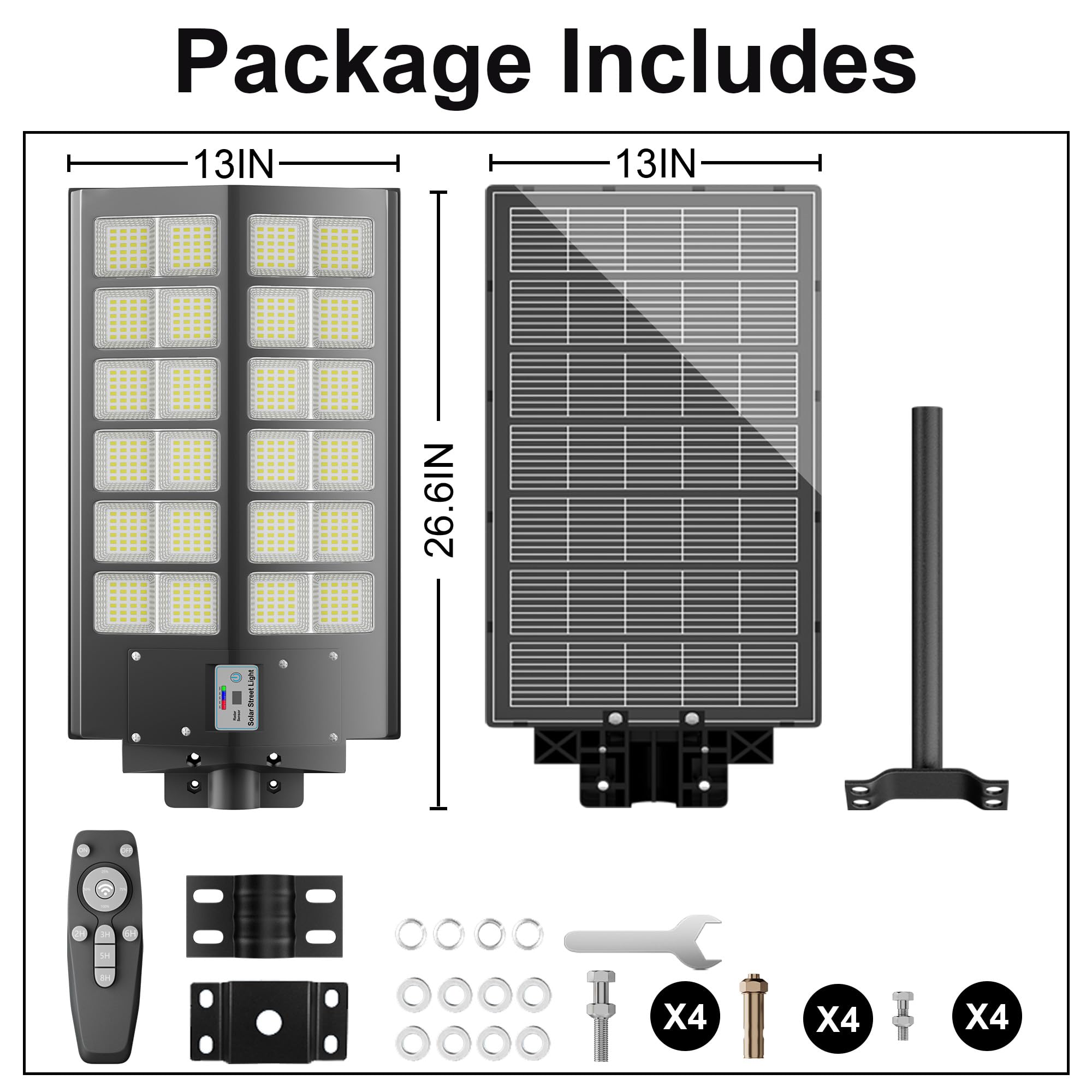 XMPTYN solar street light 35000mAh battery powers multi-day brightness.