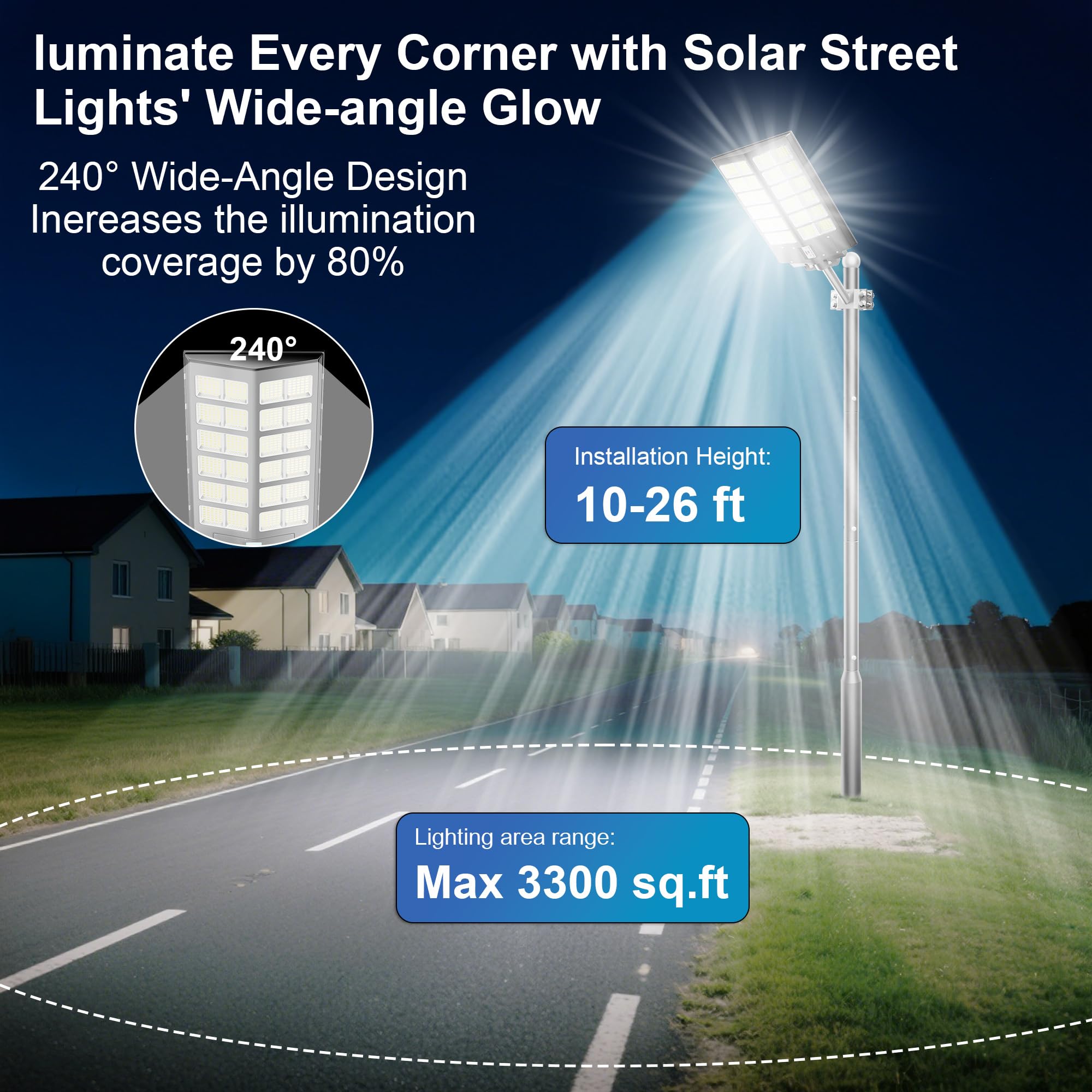 XMPTYN solar street light aluminum body stands up to harsh weather.