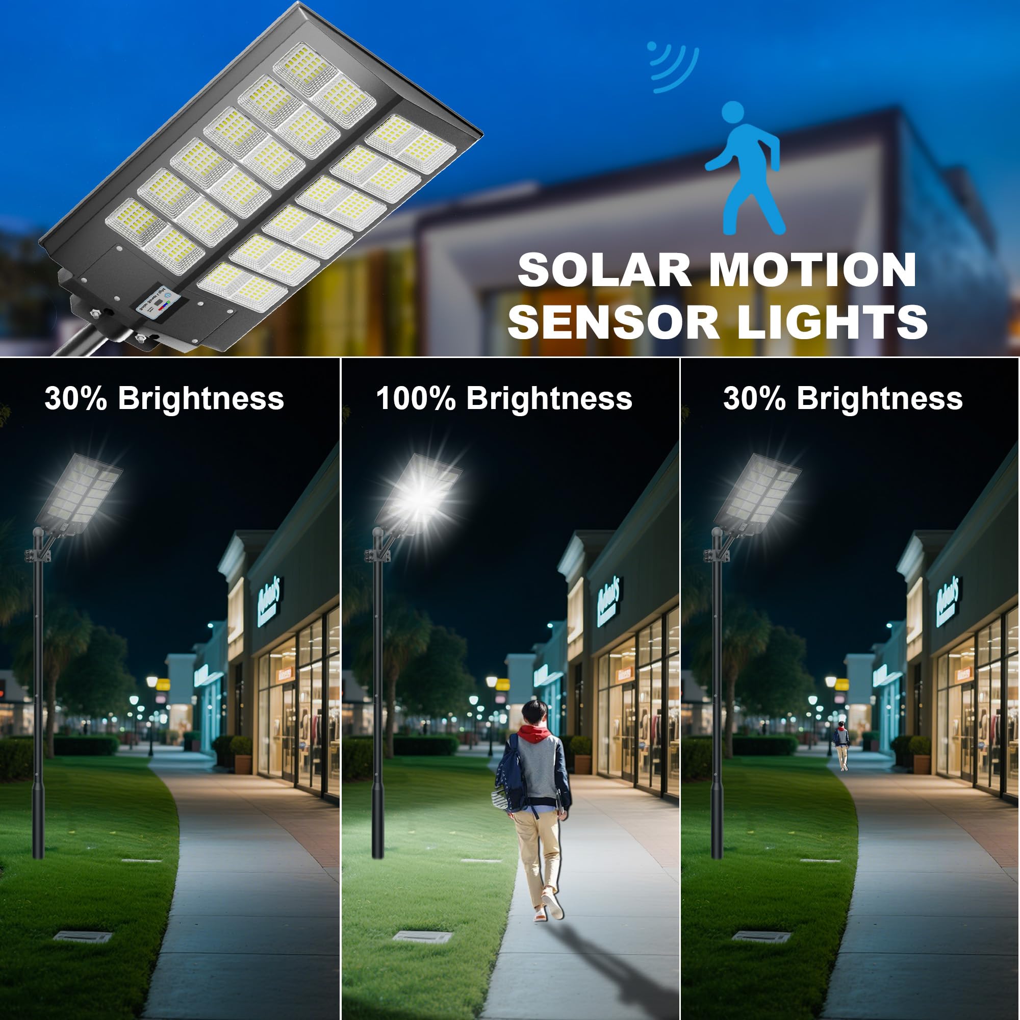 XMPTYN solar street light IP67 rating protects against heavy rain and dust.