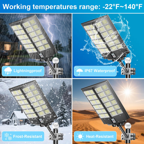 XMPTYN solar street light wide coverage demonstrates 240-degree illumination.