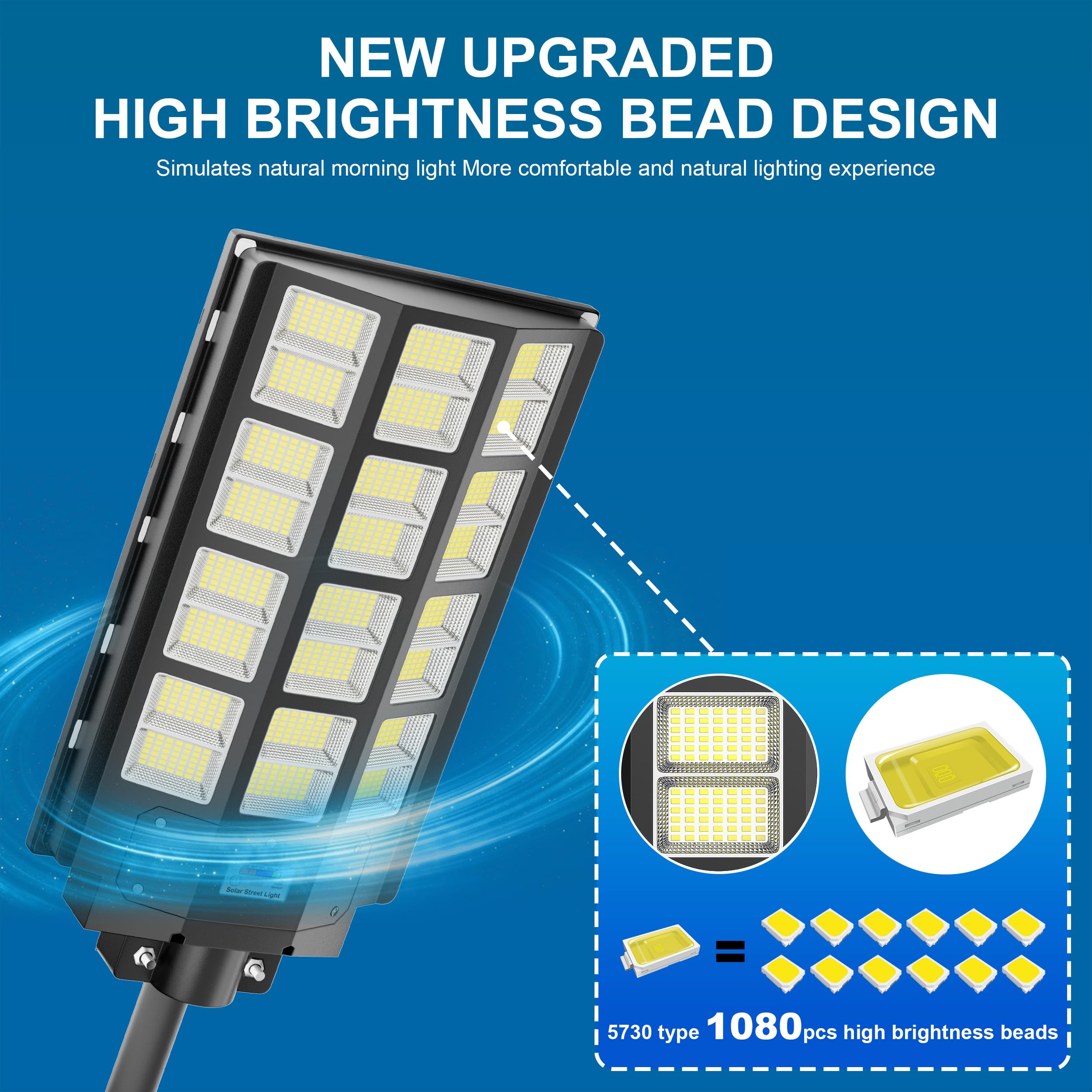 XMPTYN waterproof ABS street light withstands rain and snow for year-round use.