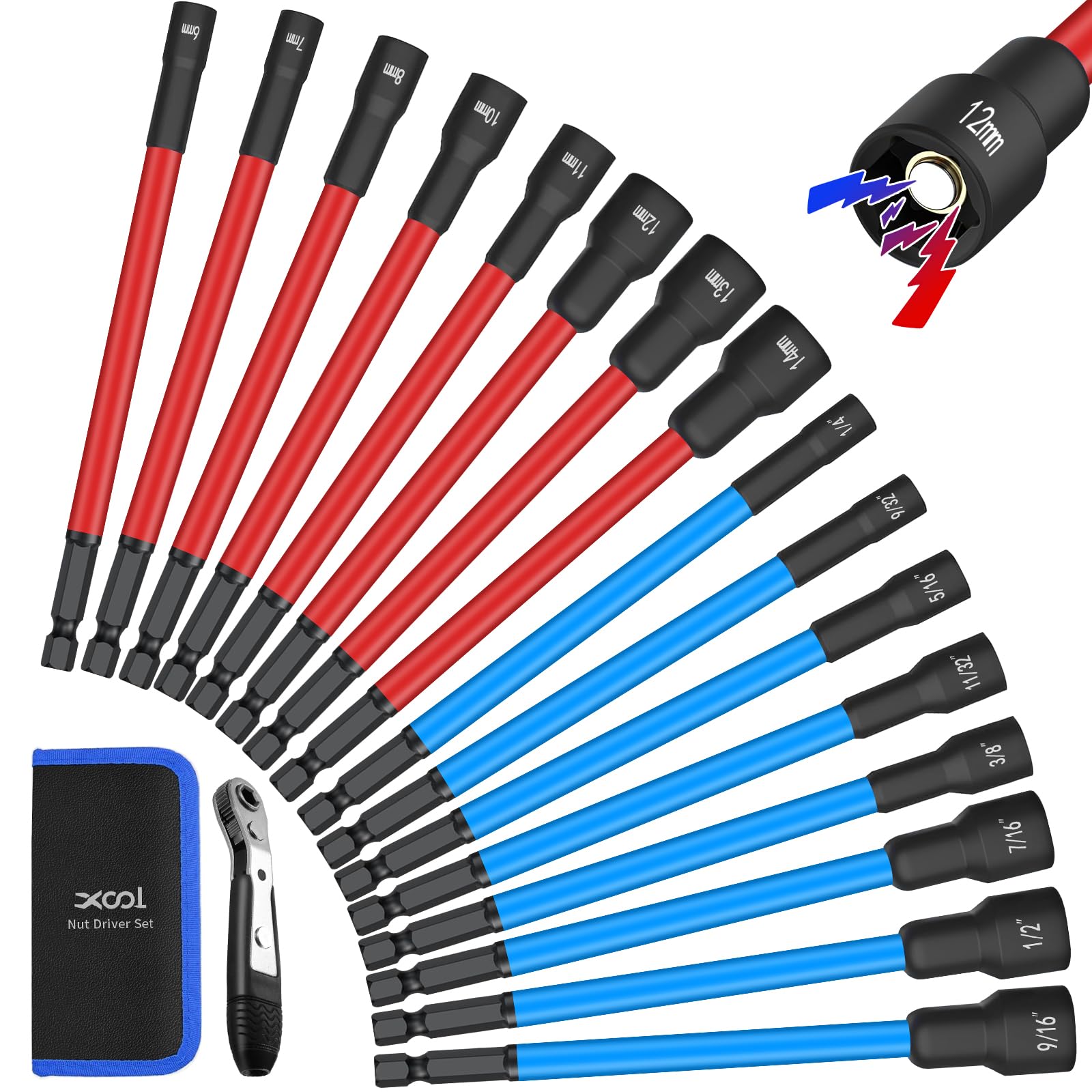 XOOL long nut driver set in action for versatile fastener tasks.