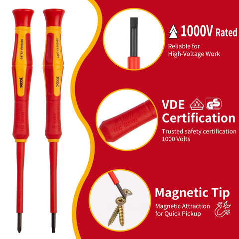 XOOL magnetic-tip precision screwdrivers for secure fastenings