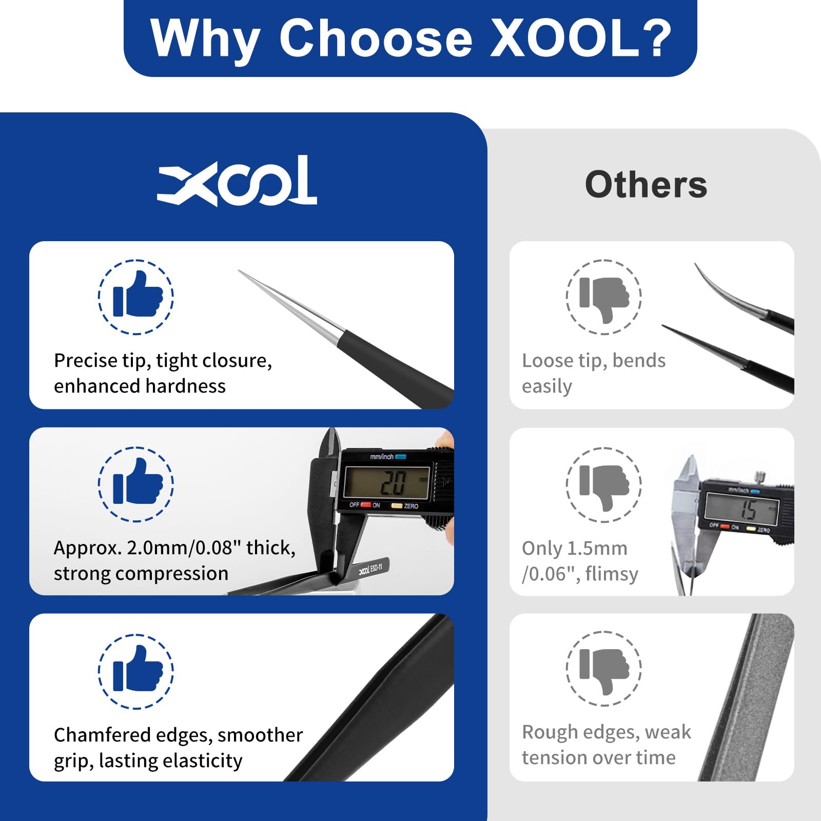 XOOL circuit-board repair tweezers tips for delicate soldering