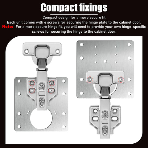 Xosjska metal hinge repair plate installed on a kitchen door.