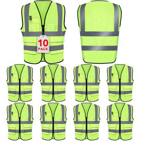 XPCARE hi-vis vest front view with zipper for secure daily work visibility.