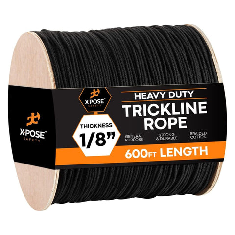 Xpose Safety black unglazed trickline rope on spool for stage rigging