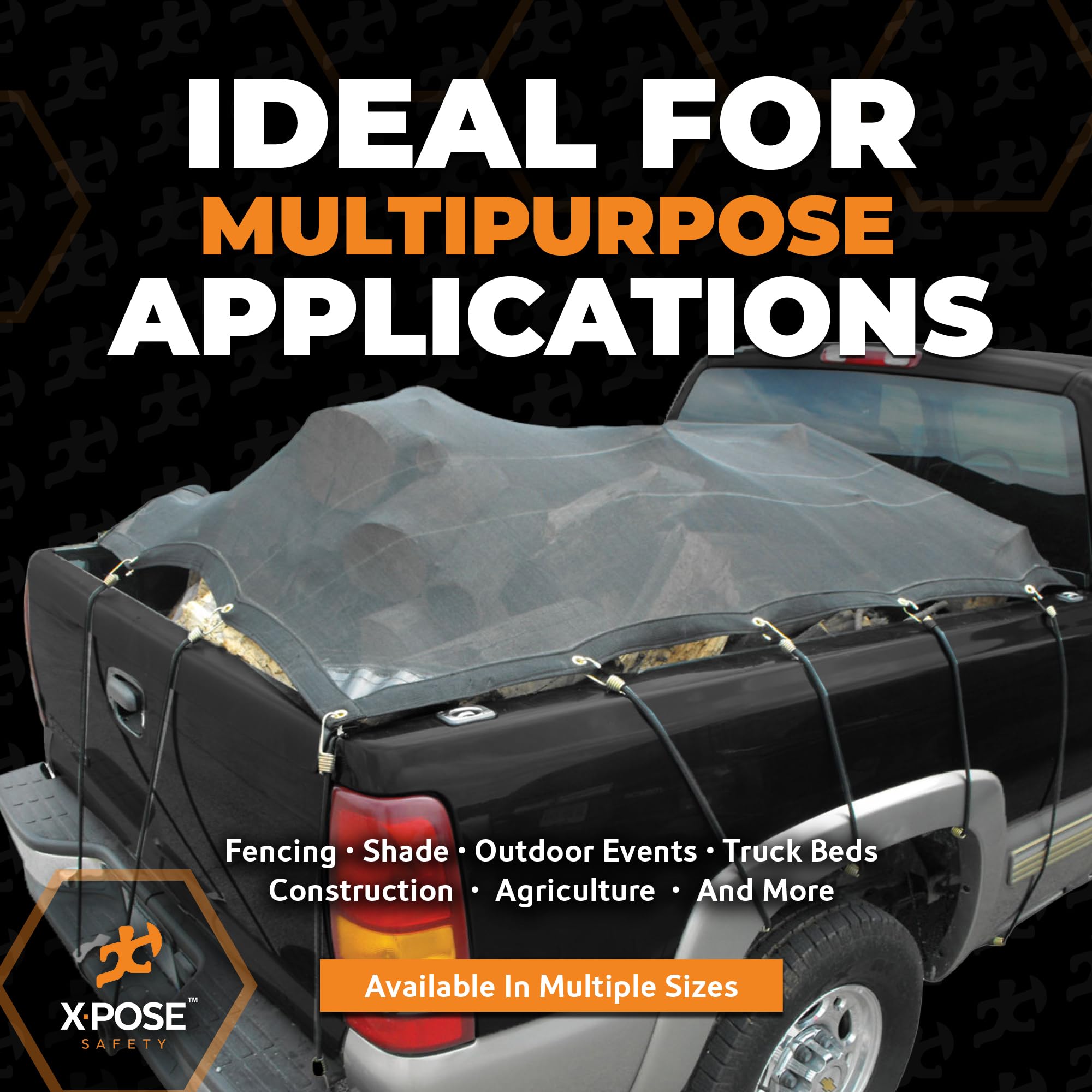 Xpose Safety tarp versatile for dump trucks, fences, and canopies