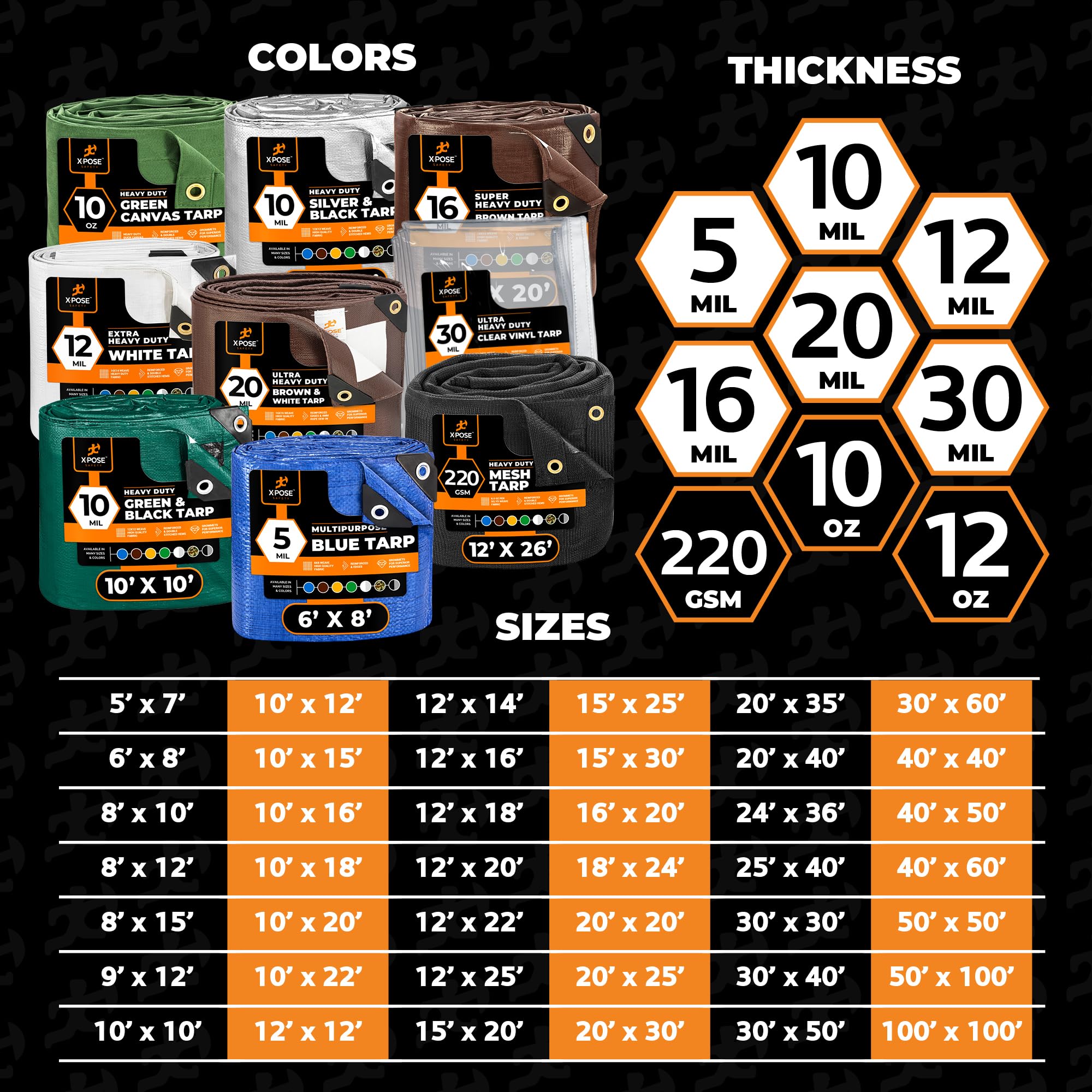 Xpose Safety durable polyethylene tarp designed to last in tough conditions.