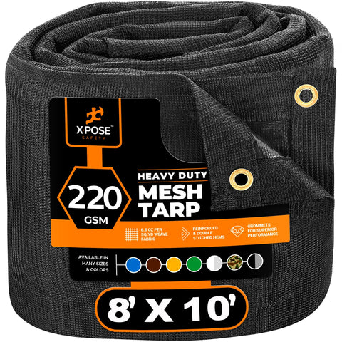 Xpose Safety heavy-duty mesh tarp 8x10 cover for durable shade and airflow