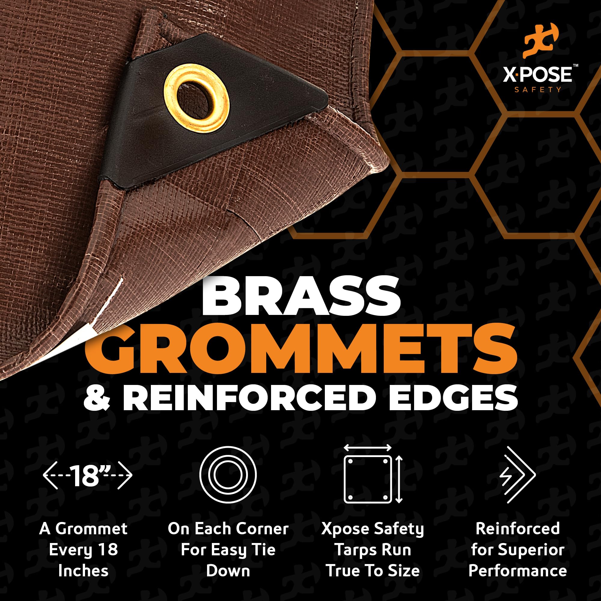 Xpose Safety heavy-duty tarp provides water-resistant cover for rain and snow.