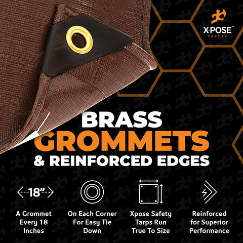 Xpose Safety heavy-duty tarp provides water-resistant cover for rain and snow.