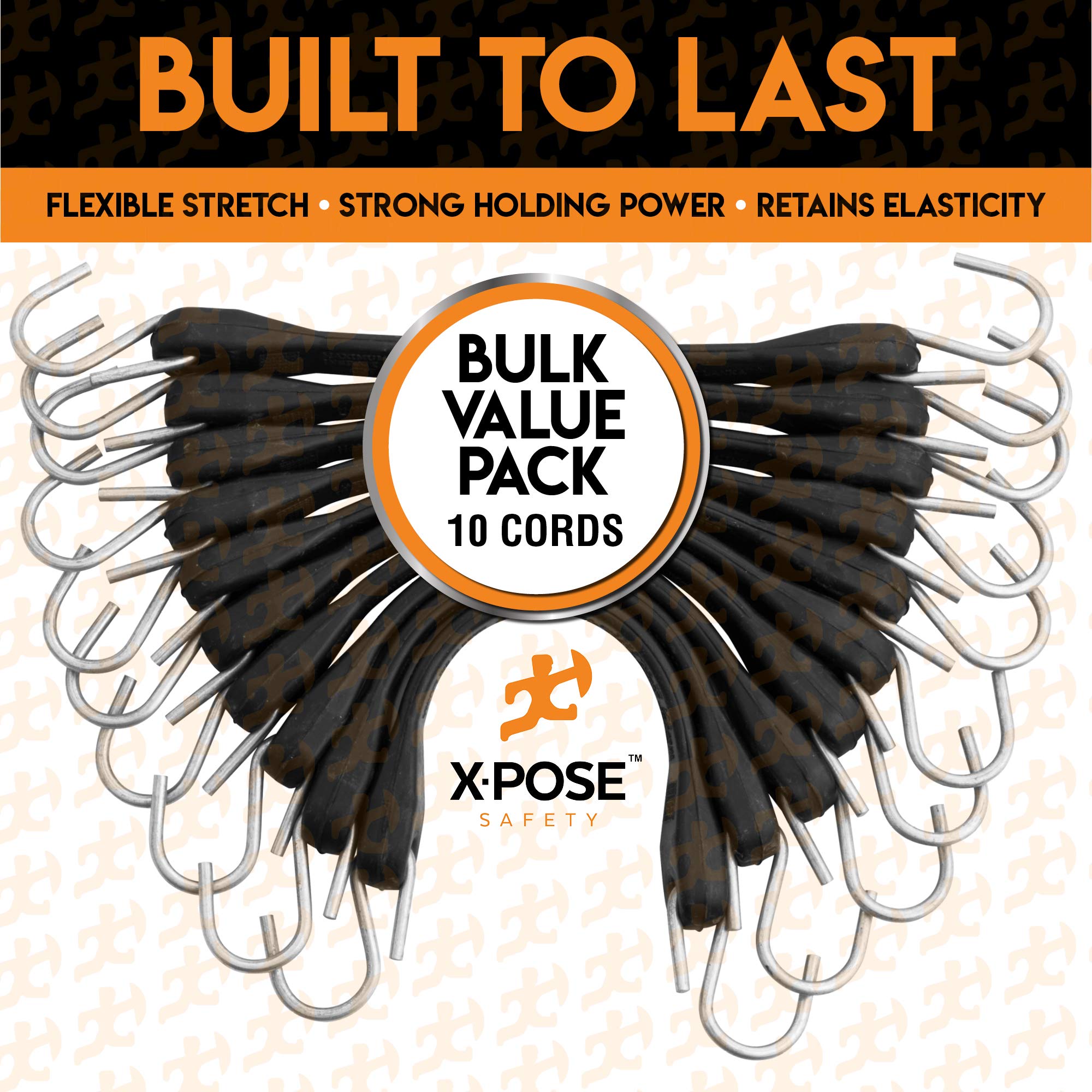 Xpose Safety multipurpose bungee cords suitable for camping, fishing, and home organization.