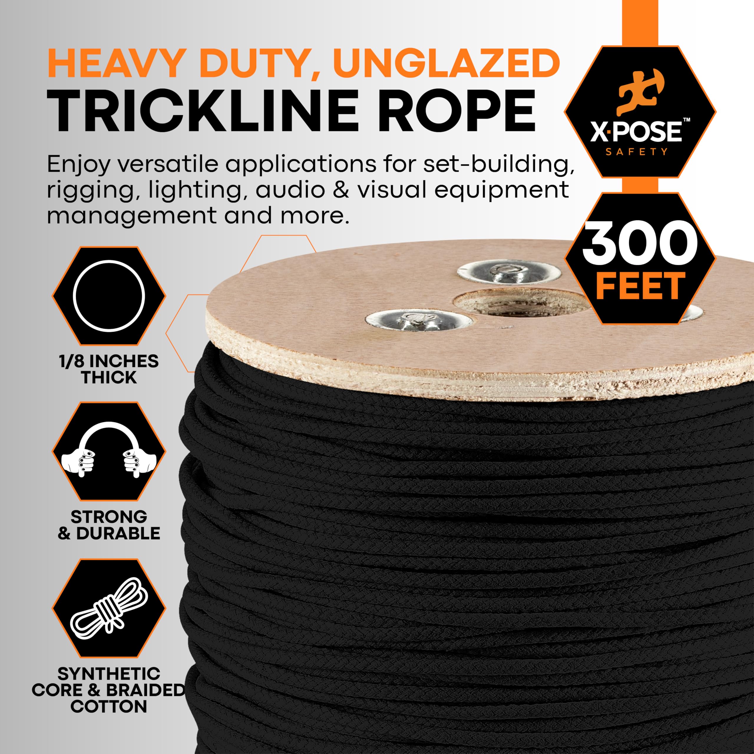 Xpose Safety trickline rope used for discreet cable management